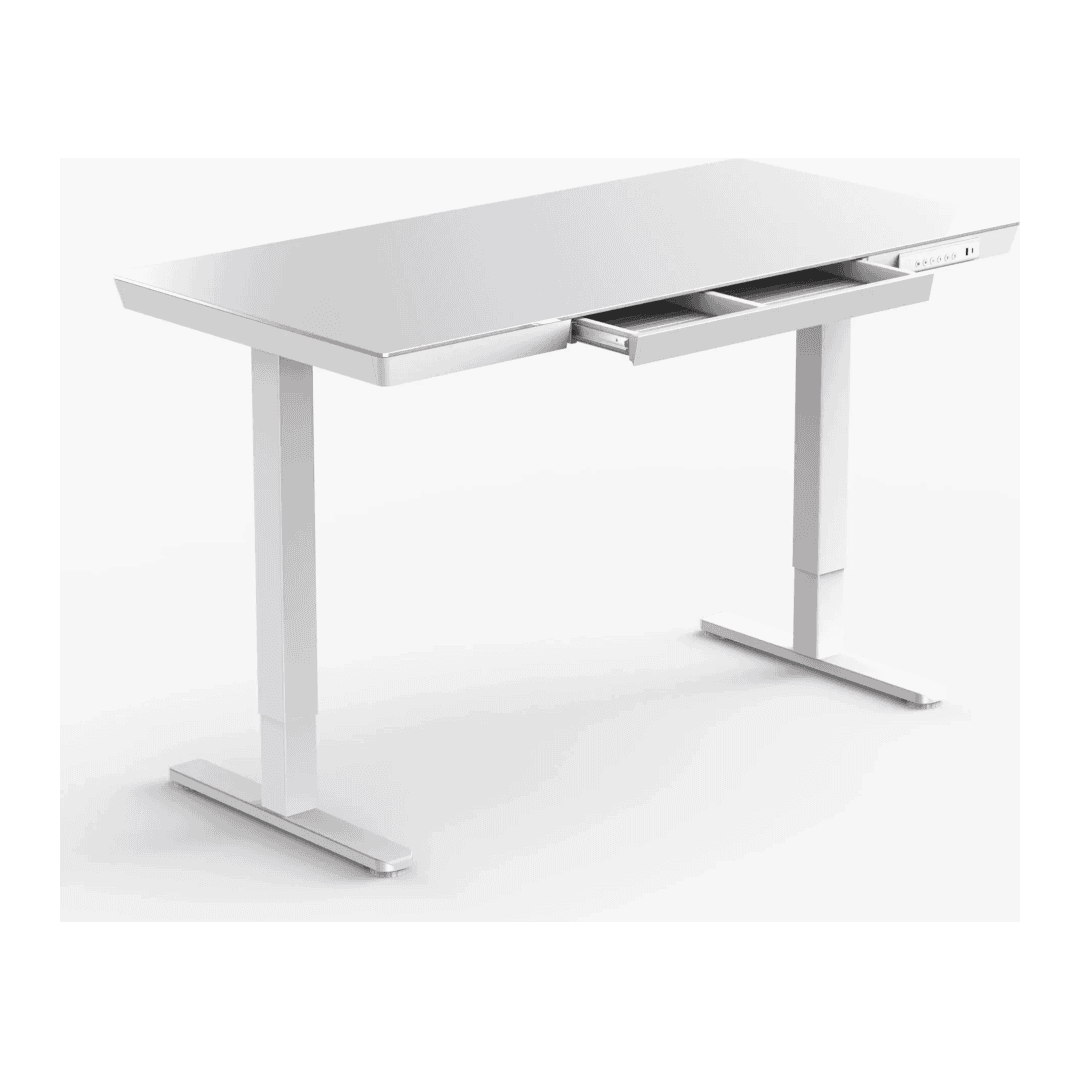 Marsail Glass Standing Desk with Drawer 48x24